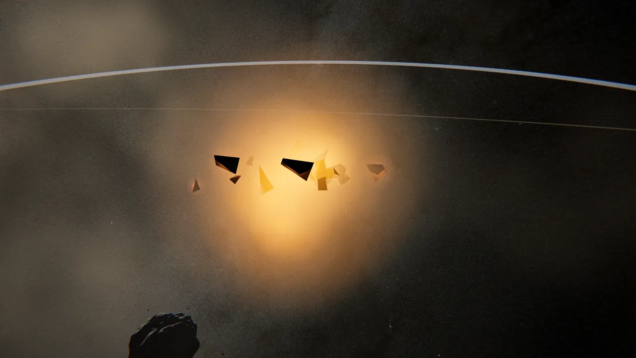 A Hollow raider breaking apart in a burst of fire in a dusty belt
