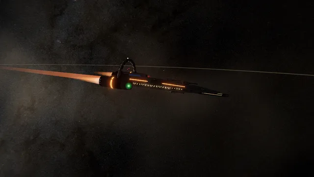 Un Hollow Marauder dejando una estela naranja en un cinturón de polvo